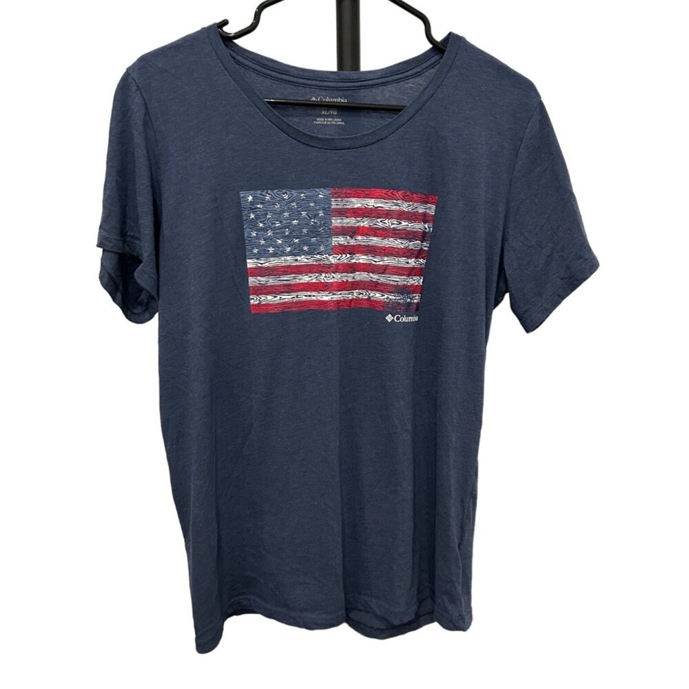 Columbia Mens Navy American Flag Tee Sz XL